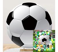 SDOTPMT Diametro 1m Calcio Foto Girare Sfondo Nero bianco Gli sport Calcio per ragazzo Festa di compleanno Cerchio Fotografia Sfondo Neonato Festa Gli sport Sfondo