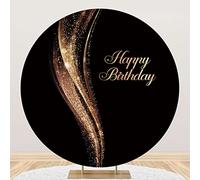 SDOTPMT Diametro 2.3m Nero D'argento Oro rosa Compleanno Sfondo rotondo Coperchio Paillettes brillanti per Donne Ragazze Buon compleanno Festa Baby doccia Brilla dolce Sfondo fotografico