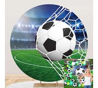 SDOTPMT Diametro 2m Calcio Tema Buon Compleanno Sfondo Rotondo Coperchio Riflettori puntati Prati Sfondo di fotografia Per Ragazzo Calcio Festa di compleanno Tavolo da dessert Decorazioni