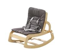 Sdraietta 3 in 1 regolabile in legno, design ergonomico con cuscino rimovibile, cintura di sicurezza e supporto, reclinabile per neonati e bambini (grigio)