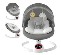 Sdraietta elettrica per bambini fin dalla nascita, buttafuori Bluetooth con 5 velocità di oscillazione, timer a 3 stadi e telecomando, portatile per bambini, con altoparlante musicale touch screen
