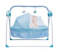 Sdraietta elettrica Premium blu, 5 velocità + 4 livelli di timer (8-60 min), tubo in ABS e acciaio, indipendente, letto a dondolo con rivestimento in tessuto, per un relax a mani libere DescrizioneSe 