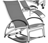 TecTake®, lettino prendisole 2in1, funzione sedia dondolo, schienale regolabile 4 posizioni, struttura in alluminio, superficie traspirante, sdraio da giardino, sedia a sdraio, pieghevole - Antracite