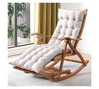 DUNAKE Sdraio da Dondolo Giardino Legno,Sedia a Dondolo da Interno/Esterno,Ergonomica Reclinabile,Sedia a Dondolo Pieghevole Esterno Poltrona Giardino,per Patio, Spiaggia, Piscina (Color : White)