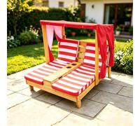Sdraio Da Esterno Per Bambini, Sdraio Terrazzo Esterno Piccoli Da Spiaggia | Con Baldacchino, Sedili Imbottiti, Tendina Laterale, Portabicchieri, Per Uso Interno Ed Esterno(Red)