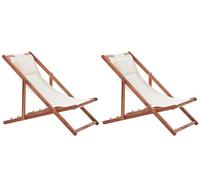 Sdraio da Giardino in Tessuto Beige Cuscino Poggiatesta Struttura Legno
