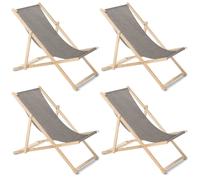 Sdraio da spiaggia e giardino set da 4 in elegante grigio melange in faggio