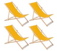 Sdraio da spiaggia e giardino set da 4 pezzi giallo legno di faggio
