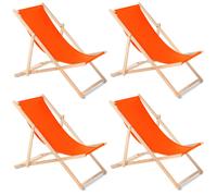 Sdraio da spiaggia giardino prendisole set da 4 pezzi arancione legno di faggio