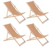 Sdraio da spiaggia giardino sdraio da sole set da 4 cappuccino legno di faggio