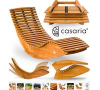 Casaria® Sdraio a Dondolo Java Pieghevole 155x60x93 Portata 160 kg Legno Acacia Certificato FSC® Lettino Sauna Piscina