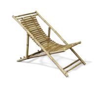 Sdraio dondolo in legno bamboo marrone 117x60xH68 cm per giardino arredamento esterno
