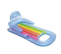 Sdraio gonfiabile per adulti con bracciolo, schienale e portabibite, realizzato in vinile resistente per stabilità e relax in piscina (160 x 85 cm, colore casuale)