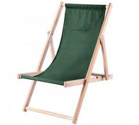 Sdraio KADAX, sedia da spiaggia in legno, lettino fino a 120 kg, verde scuro