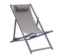 Sdraio Mare da Giardino 60x100x79 cm in Alluminio e Textilene Tortora ECRU