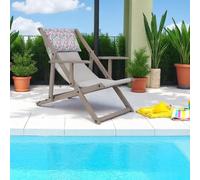 Sdraio mare pieghevole in legno di faggio con tela in polipropilene e cuscino imbottito, reclinabile in 3 posizioni - ideale per giardino, campeggio e piscina - made in italy - MICOS (Grigio)