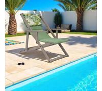 Sdraio mare pieghevole in legno di faggio con tela in polipropilene e cuscino imbottito, reclinabile in 3 posizioni - ideale per giardino, campeggio e piscina - made in italy - MICOS (Verde)