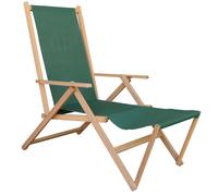 Sdraio mare richiudibile con poggiapiedi in legno e tela tinta unita VERDE