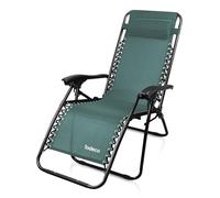 Sdraio Per Giardino, Sedia Pieghevole A Gravità Zero, 165 x 112 x 65 cm, Verde, con cuscino, Textilene, Carico massimo: 100 kg, Materiale: Acciaio