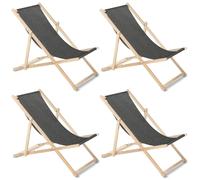 Sdraio per spiaggia e giardino elegante lettino da sole set da 4 in faggio nero