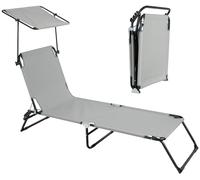 Sdraio pieghevole Stagecaptain CS-190 con schienale regolabile e tetto parasole impermeabile. Lettino da 190 cm, ideale per giardino, balcone, terrazza, spiaggia e campeggio. Nero-grigio.