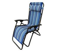 Sdraio Poltrona Basculante Relax Imbottita con Braccioli Righe Blu