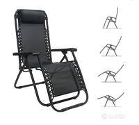 Sdraio Poltrona Relax Zero Gravity Reclinabile Pieghevole Nera In Acciaio