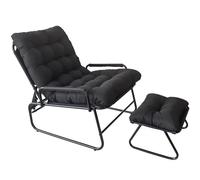 Sdraio Reclinabile Con Poggiapiedi, Sedia Relax Da Giardino, Funzione Di Reclinazione A 4 Posizioni, Cuscino Rimovibile Con Poggiapiedi Poltrona Salotto, Sdraio Relax Per Giardino, Terrazza. (Grigio)