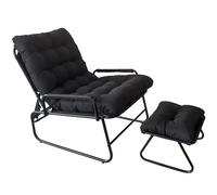 Sdraio Reclinabile Con Poggiapiedi, Sedia Relax Da Giardino, Funzione Di Reclinazione A 4 Posizioni, Cuscino Rimovibile Con Poggiapiedi Poltrona Salotto, Sdraio Relax Per Giardino, Terrazza. (Nero)