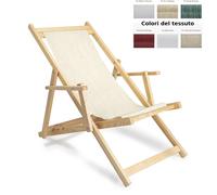 Sdraio reclinabile e chiudibile senza braccioli Telo di Nylon AFRODITE 120x57x94h cm -peso 8,5 kg quattro posizioni Telaio in legno Frassino Naturale e telo in PVC