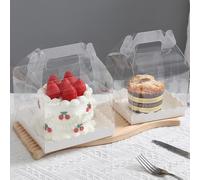 SdreMelo 15 scatole trasparenti per torte, 15 cm, quadrate, in plastica, con supporto, per cupcake e dessert