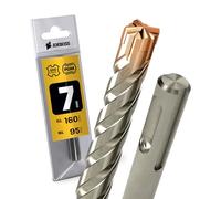SDS Plus - Punta per martello demolitore, 4 unità, PGM, diametro 7,0 mm x 95 mm, AMBOSS SDS Crusher 4 - Punta HM per calcestruzzo, carburo duro, punta professionale, 7,0 mm x 95 mm, punta per pietra