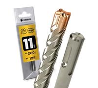 SDS Plus Punta per martello perforatore 4 taglienti PGM Ø 11,0 mm x 195 mm - AMBOSS Werkzeuge SDS Crusher 4 - Punta per calcestruzzo in metallo duro professionale 11,0 mm x 195 - Punta per