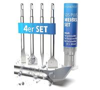 SDS Plus - Set di 4 scalpelli con scalpello per piastrelle, scalpello Sds, scalpello, scalpello piatto, scalpello, scalpello Sds, set di scalpelli per martello perforatore, scalpello, scalpello a