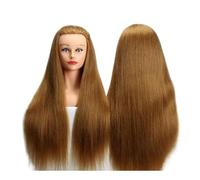 SDSKZOZP Nuova testa di manichino con capelli umani veri al 80% for la formazione dei , lo styling professionale for parrucchieri, cosmetologia, acconciature(Gold)