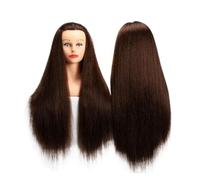 SDSKZOZP Nuova testa di manichino con capelli umani veri al 80% for la formazione dei , lo styling professionale for parrucchieri, cosmetologia, acconciature(Brown)