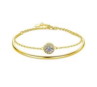 SDSLKAVHZ Donna S925 argento mozzano braccialetto in pietra, oro argento regolabile, doppia apertura leggero braccialetto di lusso, regalo di compleanno di San Valentino per il matrimonio di Natale