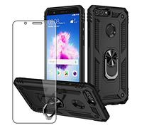 SDTEK Custodia Compatible con Huawei P Smart (2017/2018), Robusta Phone Ibrida Magnetico Integrato Schermo Pellicola Vetro Temperato Cover Case 360 (Nero)