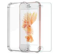 SDTEK Custodia Compatible con iPhone SE (2016-2019) 5 5s, Cover Trasparente Gel Morbido [Angoli Dell'airbag] + Protezione dello Schermo Vetro Temperato