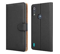 SDTEK Custodia Compatible con Motorola Moto E7i Power, Pelle Case Libro Portafoglio Magnete Folio Flip Cover Pouch (Nero)