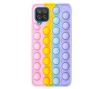SDTEK Custodia Compatible con Samsung Galaxy A12, Bubble Pop Case Cover Silicone Fidget (Arcobaleno)