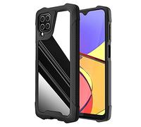 SDTEK Custodia Compatible con Samsung Galaxy A12, con Cover Posteriore in Metallo Lucido (Nero)