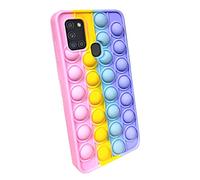 SDTEK Custodia Compatible con Samsung Galaxy A21s, Bubble Pop Case Cover Silicone Fidget (Arcobaleno)