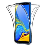 SDTEK Custodia Compatible con Samsung Galaxy A7 (2018), Protezione 360 Gradi Caso Trasparente Clear Silicone Gel Cover Case