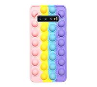 SDTEK Custodia Compatible con Samsung Galaxy S10, Bubble Pop Case Cover Silicone Fidget (Arcobaleno)