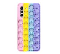 SDTEK Custodia Compatible con Samsung Galaxy S21, Bubble Pop Case Cover Silicone Fidget (Arcobaleno)