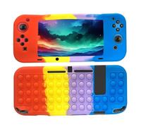 SDTEK Custodia per Nintendo Switch, Bubble Pop Case Cover Silicone Fidget (Rosso/Giallo/Viola/Blu)