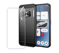 SDTEK Custodia per Nothing Phone 2a Fibra Carbonio 360 Protezione + Pellicola Schermo Vetro Temperato Cover Case