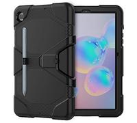 SDTEK - Custodia per Samsung Galaxy Tab S6 Lite, resistente, robusta custodia per tablet con pellicola protettiva integrata, portapenne e supporto (nero)