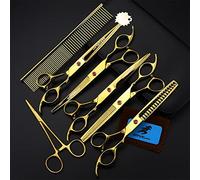 SDTFO Set di Forbici per la toelettatura Professionale da 7,0 Pollici per Cani da 7,0 Pollici, scrupolini di assottigliamento Dritto 4pcs in 1 Set, Trimming Pet Professional Barber Forbiss Kit